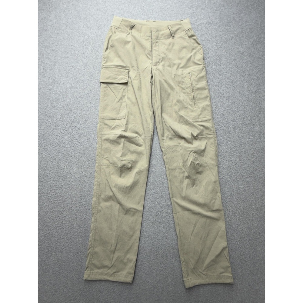 Athleta Trekkie Utility Cargo Pants Womens 0 Beige Hiking Travel Zip Pockets